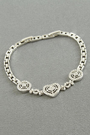 Xuping Kalp Zirkon Taşlı Lüks Çelik Bileklik