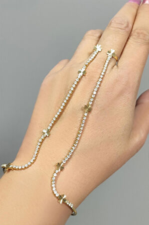 Yonca Zirkon Taşlı Lüks Çelik Şahmeran