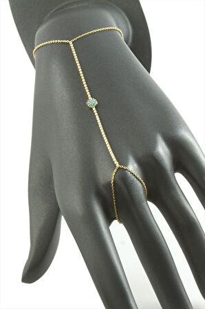 Turkuaz Zirkon Taşlı Lüks Çelik Şahmeran