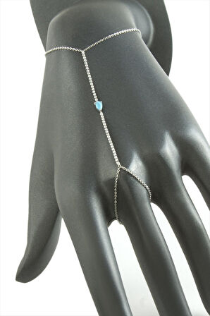 Damla Turkuaz Zirkon Taşlı Lüks Çelik Şahmeran