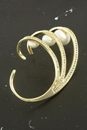 Xuping İnci Zirkon Taşlı Lüks Çelik Kıkırdak Küpe 1 Adet