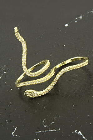 Xuping Yılan Zirkon Taşlı İki Parmak Çelik Yüzük