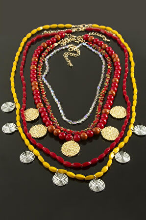 5 Adet Para Etnik Lüks Yaka Kolye