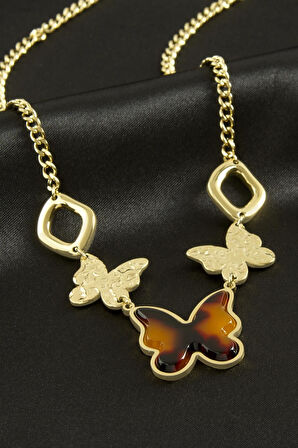 Kelebek Lüks Çelik Kolye