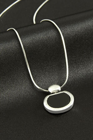 Oval Lüks Çelik Kolye