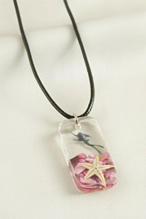 Deniz Yıldızı Dikdörtgen Epoksi Kolye