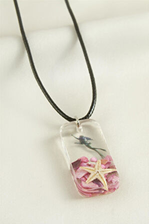 Deniz Yıldızı Dikdörtgen Epoksi Kolye