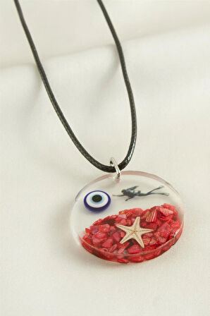 Deniz Yıldızı Yuvarlak Epoksi Kolye