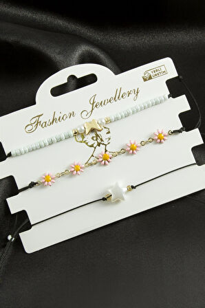 3 Adet Yıldız Mineli Kum Boncuk Bileklik