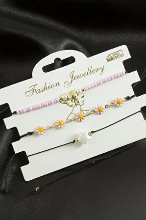 3 Adet Yıldız Mineli Kum Boncuk Bileklik