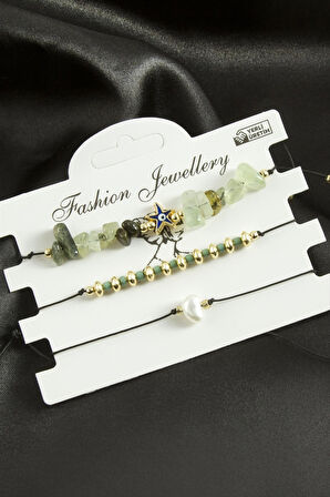 3 Adet Deniz Yıldız Mineli Kırık Doğaltaş Bileklik