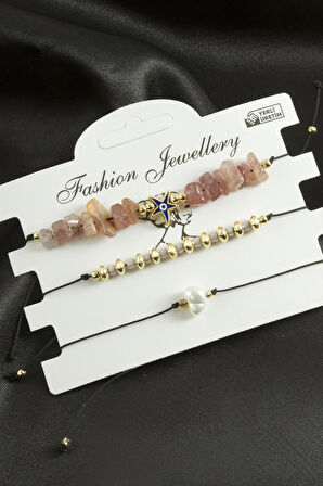 3 Adet Deniz Yıldız Mineli Kırık Doğaltaş Bileklik