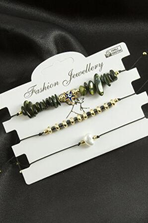 3 Adet Deniz Yıldız Mineli Kırık Doğaltaş Bileklik