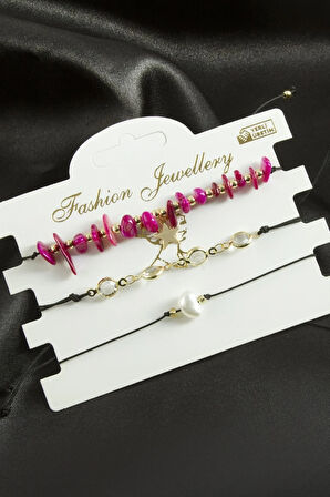 3 Adet Yıldız Kırık Doğaltaş Bileklik