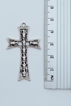 3'lü Kuru Kafa Haç Gümüş Kaplama Kolye Seti
