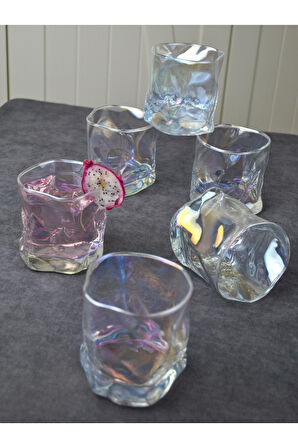 6 Adet Hologramlı Viski Kokteyl Bardağı Kadehi Pinterest Meşrubat Bardak 6'lı 280 Ml Renkli