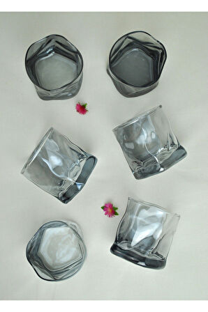 6 Adet Hologramlı Viski Kokteyl Bardağı Kadehi Pinterest Meşrubat Bardak 6'lı 280 Ml Siyah