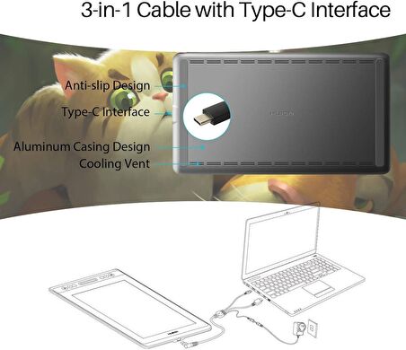 Huion Kamvas Pro 13 13.3 inç Grafik Tablet Siyah