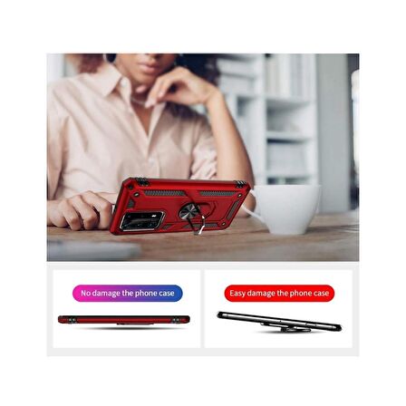 Smcase Huawei P40 Pro Kılıf Vega Yüzüklü Tank Kapak  Tam Kapatan Ekran Koruyucu