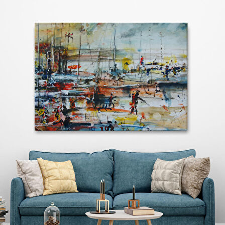 Harita Sepeti Limandaki Tekneler Kanvas Duvar Tablosu-1185