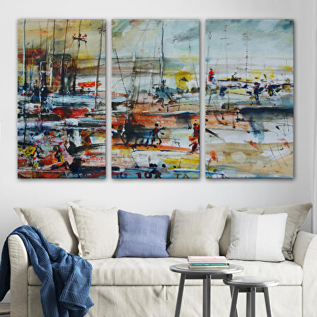 Harita Sepeti Limandaki Tekneler Kanvas Duvar Tablosu-1185