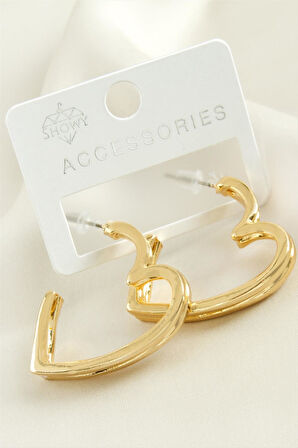 Kalp Çift Sıra Metal Küpe