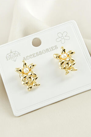 Papatya İnci Metal Küpe