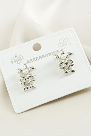 Papatya İnci Metal Küpe