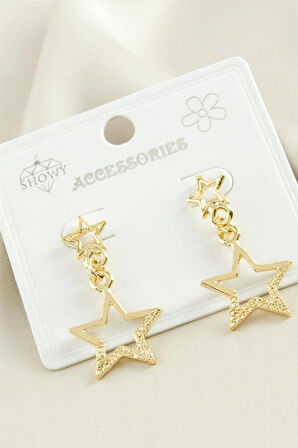 Yıldız Taşlı Metal Küpe