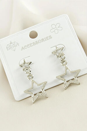 Yıldız Taşlı Metal Küpe