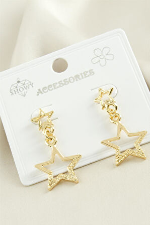 Yıldız Taşlı Metal Küpe