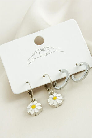 4 Adet Papatya Mineli Halka Küpe