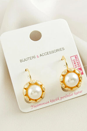 Çiçek İnci Metal Küpe