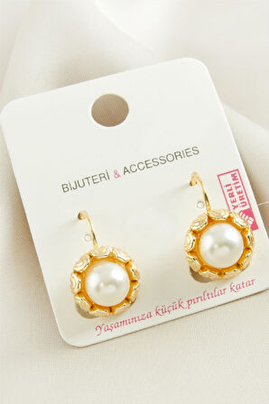 Çiçek İnci Metal Küpe