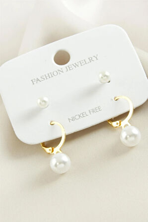 4 Adet Sallantılı İnci Küpe