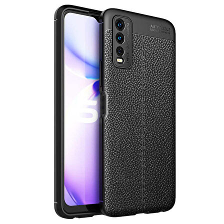 Gpack Vivo Y20S Kılıf Niss Silikon Deri GörünümlüNano Glass