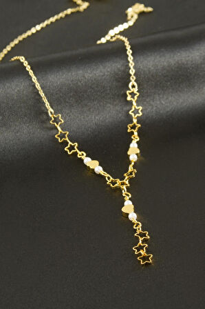 Kalp Yıldız İnci Y Kolye