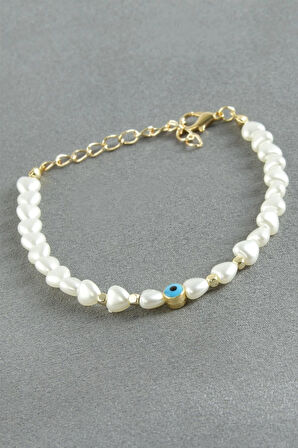 Kalp Nazar İnci Bileklik