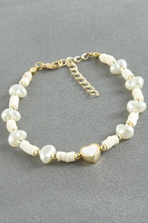 Kalp Fimo İnci Bileklik