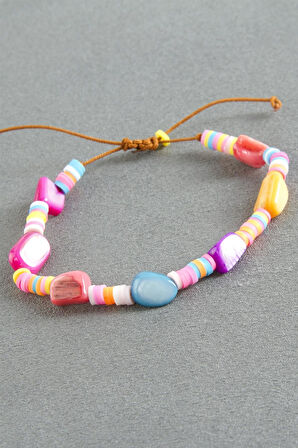 Kırık Doğaltaş Fimo Boncuk Bileklik