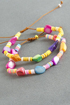 Kırık Doğaltaş Fimo Boncuk Bileklik