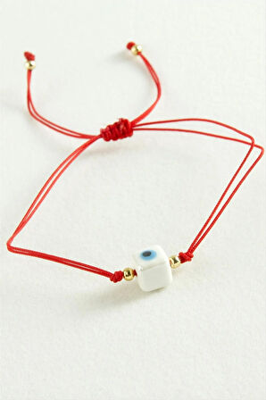 Cam Boncuk Makrome İp Bileklik