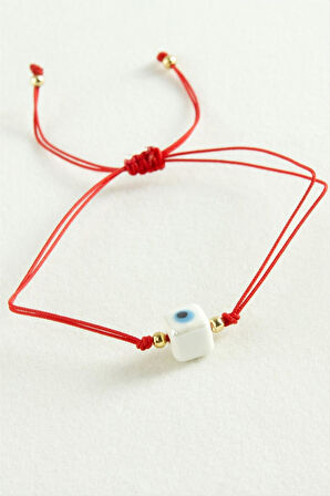 Cam Boncuk Makrome İp Bileklik