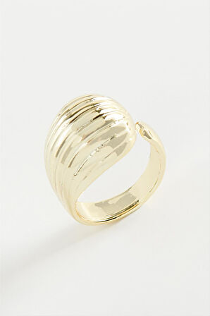 Çizgili Su Damlası Metal Yüzük