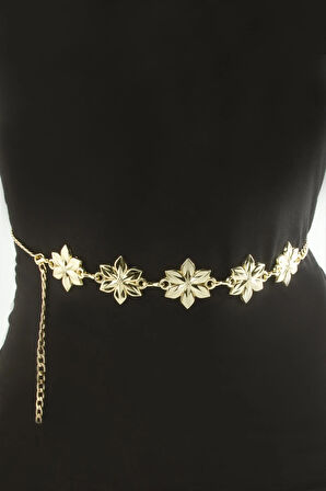 Çiçek Metal Zincir Kemer