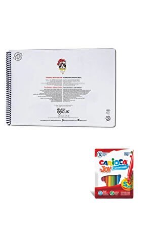 -tükenmez Resim Defteri-1 Ressam Kediler- 25x35cm& Carioca 12 Lı Joy