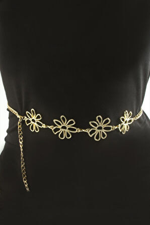 Çiçek Metal Zincir Kemer