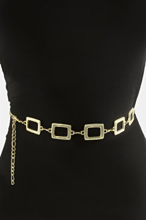 Dikdörtgen Metal Zincir Kemer