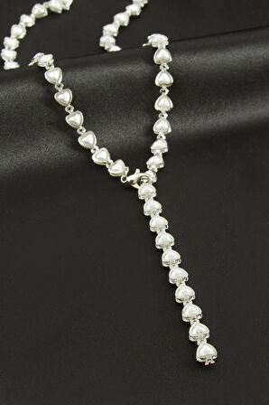 Kalp Zirkon Taşlı Çelik Y Kolye