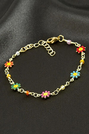 Papatya Mineli Çelik Bileklik